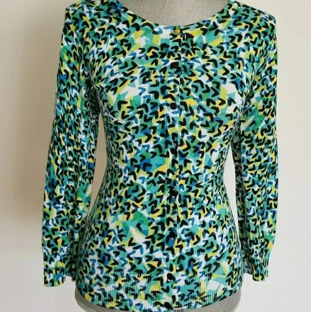 Cable & Gauge Crew Neck Cardigan Black Blue Green